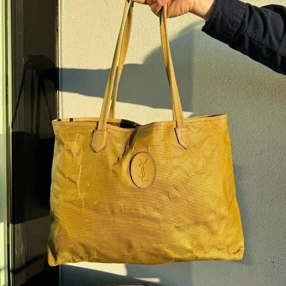 Yes Saint Laurent tote bag gold coated canvas